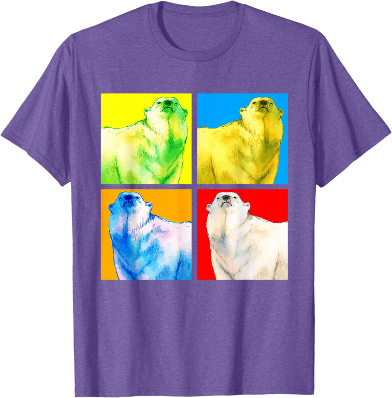Arctic Animal Polar Bear Gifts Polar Bear Animal Lover Arctic Animal Pop Art Polar Bear T-Shirt - Purple Heather