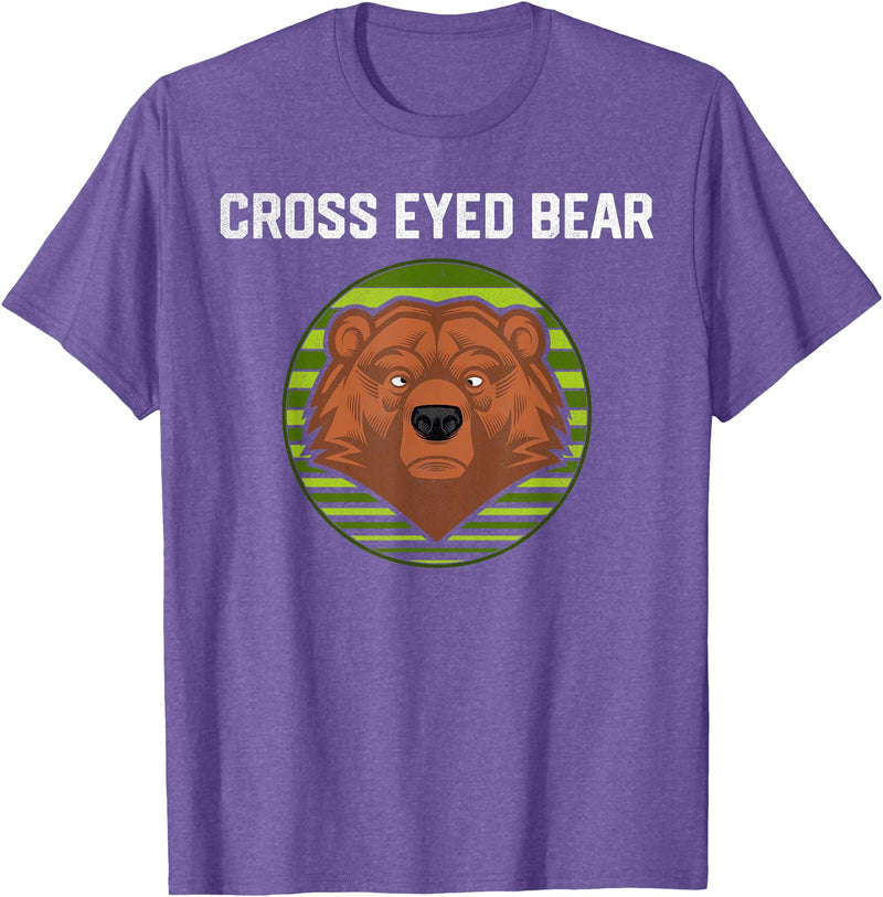 Moose Bronco Funny Cross Eyed Bear Animal Graphic T-Shirt - Purple Heather