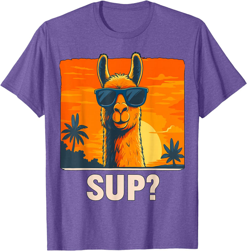 Uniquely Funny Llama lover Gifts Cool Llama Sup? T-Shirt - Purple Heather