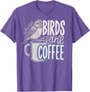 Finch Owner Gifts & Bird Lover Tees Birds And Coffee I Love Birds T-Shirt - Purple Heather