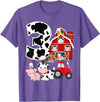 3 Birthday Farm 3 Years Old 3rd Bday Party Supply Farm Barnyard Theme Pig Cow Horse 3rd Birthday 3 Yrs Old T-Shirt - Purple Heather
