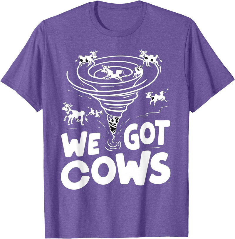 Tornado Chaser We Got Cows Funny Storm Spotter T-Shirt - Purple Heather