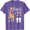 Giraffe Birthday Party by LazyPanda Giraffe 11th Birthday Girl 11 Years Old Giraffe Lover T-Shirt - Purple Heather
