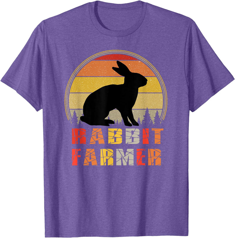 Rabbit Farmer Gift T-Shirt in Purple Heather