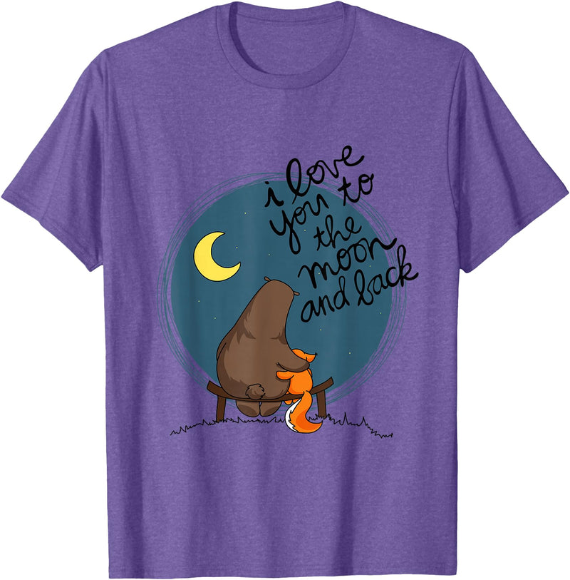 Little Squirrel Designs Cute I Love You To The Moon And Back Bear & Squirrel T Shirt T-Shirt - Purple Heather