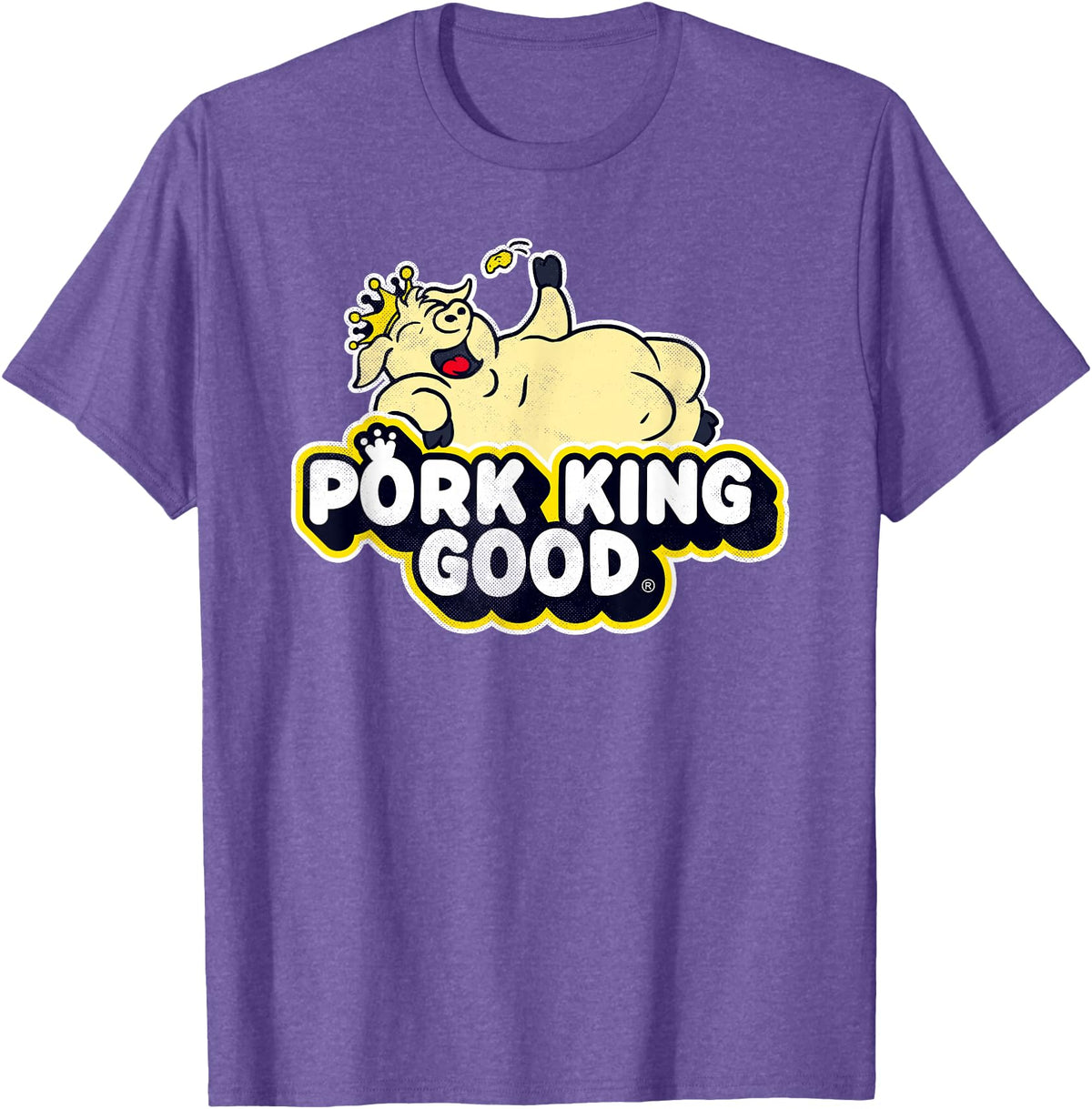 Pork King Good 70's Throwback Pig Logo T-Shirt - Purple Heather