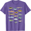 NABZR Angeln Geschenke & T-Shirts Types of Freshwater Fish Fishing T-Shirt - Purple Heather