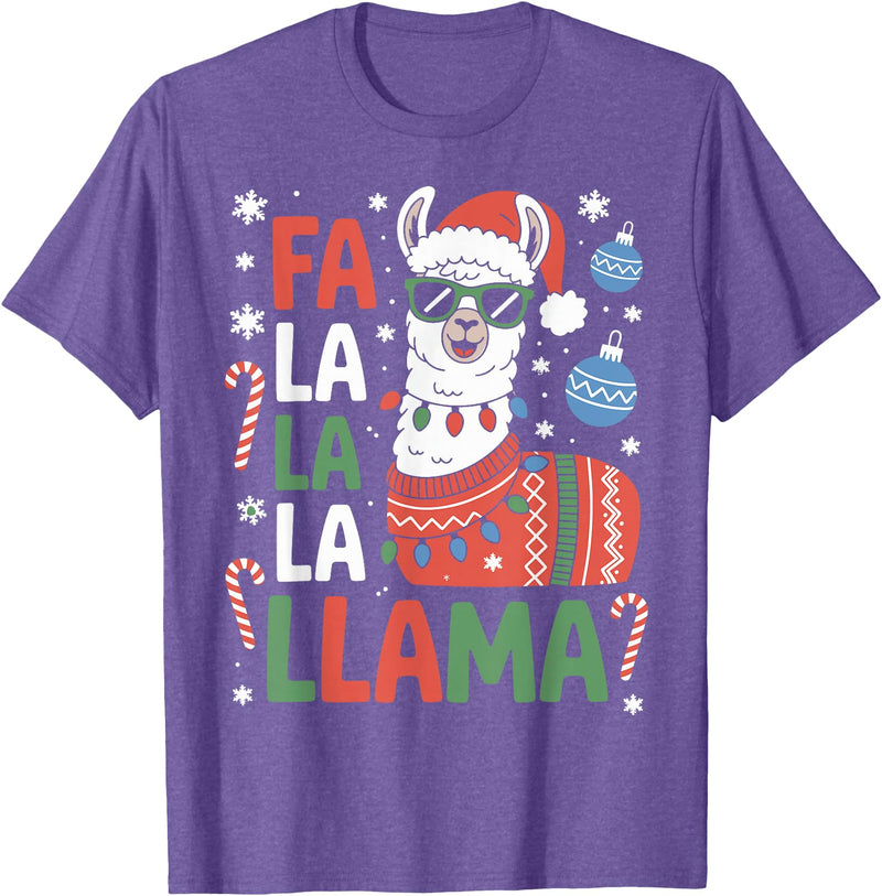 Festive Animal Christmas Funny FA La La La Llama Christmas Holiday Animal Design T-Shirt - Purple Heather
