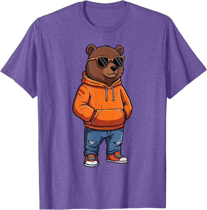 Bear Shirts For Men Women Kids Gifts Cool Bear Sunglasses Men Women Kids Boys Girls Youth Teen T-Shirt - Purple Heather