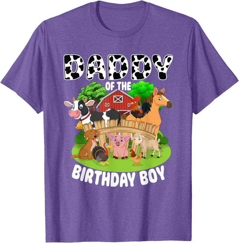 Matching Farm Theme Birthday Shirts By PDQA Daddy of The Bday Boy Farm Animals Matching Farm Theme T-Shirt - Purple Heather