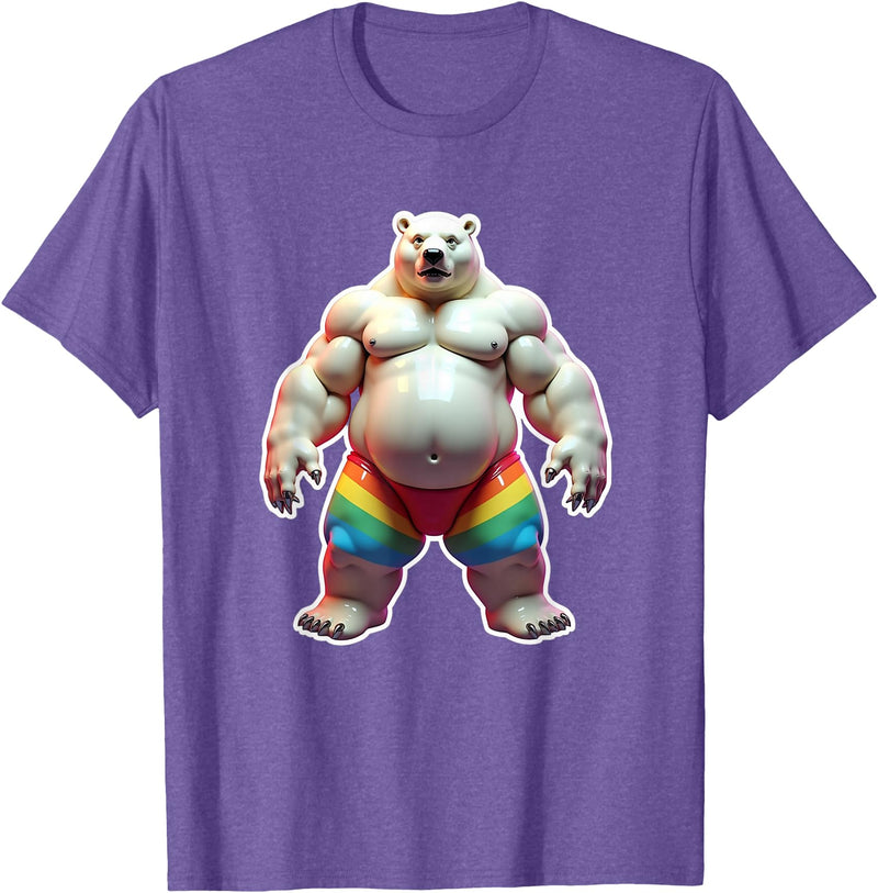 Jay Moe Design "I Love Bears" Fun Gay Pride Vintage Rainbow T-Shirt - Purple Heather