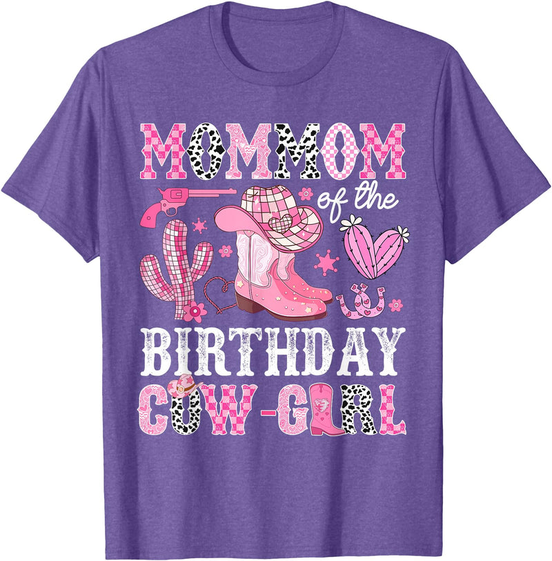 Pink Western Cowgirl Bday Party Family Matching Mommom Of The Birthday Cow-Girl Rodeo Cowgirl Bday T-Shirt - Purple Heather