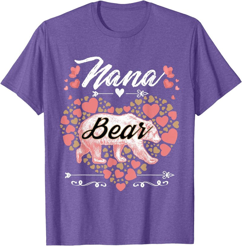 Nana Bear Shirt Designs and Gift Ideas for Grandma Nana Bear Shirt for Women - Cute Mother's Day and Birthday T-Shirt - Purple Heather
