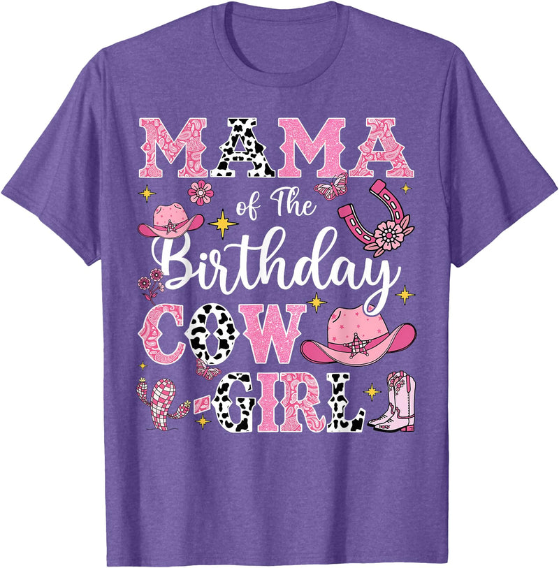 Birthday Girl CowGirl Matching Family Mama Of The Birthday Cow-Girl Rodeo Cow Girl Birthday T-Shirt - Purple Heather
