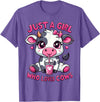 Cute Cow Lover Cow Just A Girl Who Loves Cows T-Shirt - Purple Heather
