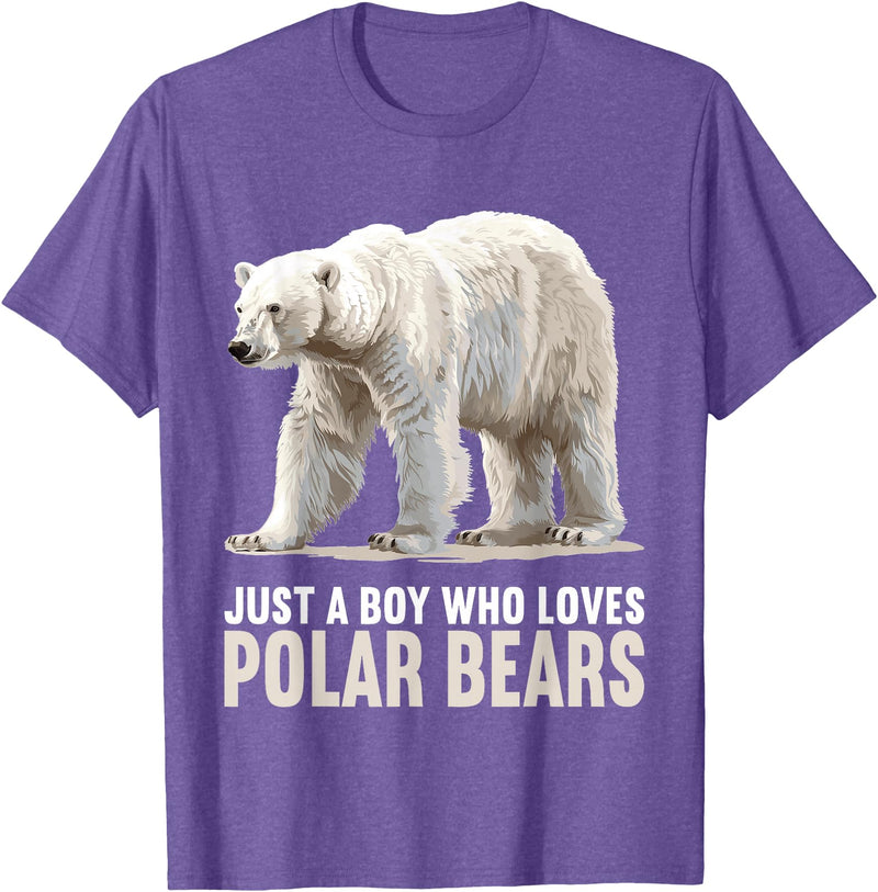 Polar Bears Polar Bear Lovers Shop Just a Boy who loves Polar Bears Polar Bear T-Shirt - Purple Heather
