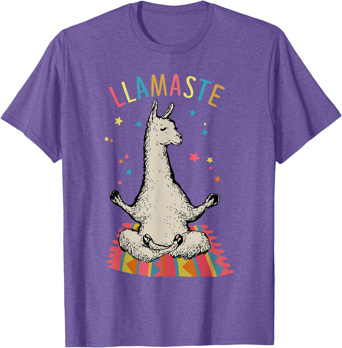 Funny Llama Yoga T-Shirt Llama Llamaste T-Shirt - Purple Heather