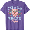 Cool Animal Farmers Year Of Pig Women Girl Designs Funny Just A Girl Who Loves Pigs Gift | Cute Mini Piggy Kids T-Shirt - Purple Heather