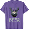 Bear With Antlers Drinker Party Deer Beer Beer Bear Deer Grizzly Bear With Antlers Beer T-Shirt - Purple Heather
