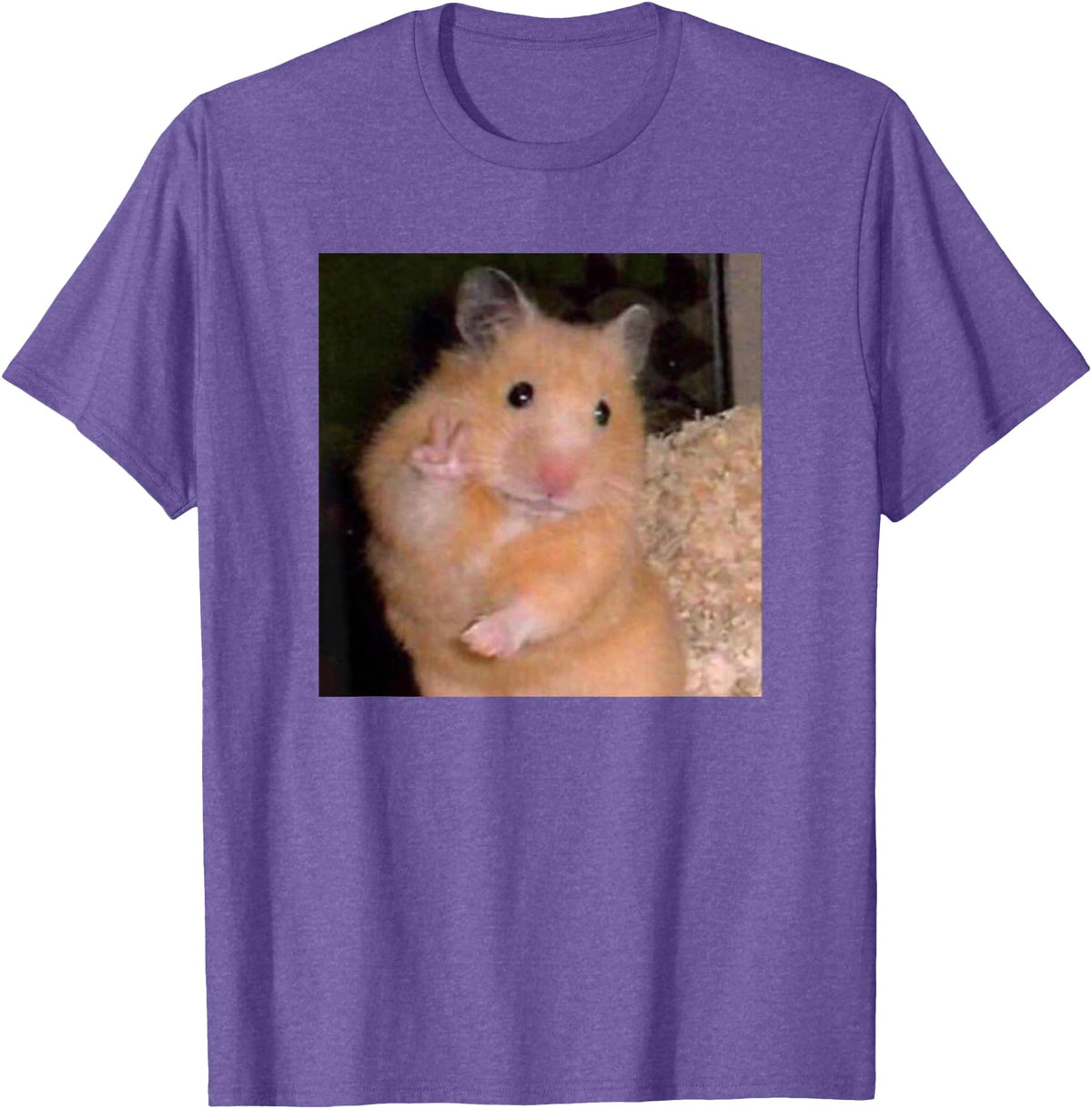 Hamster Meme Peace Sign Funny Pet Owner Trendy T-Shirt - Purple Heather
