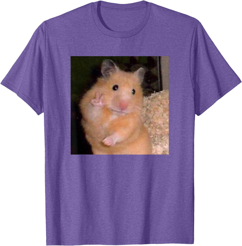 Hamster Meme Peace Sign Funny Pet Owner Trendy T-Shirt - Purple Heather