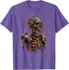 Molten Skull Fire Horror Skeleton Art Designs Spooky Halloween Skull Skeleton Fire Dark Fantasy T-Shirt - Purple Heather