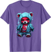 Teddy Bear Hoodie Street Style Urban Art Teddy Bear Hoodie Cool Street Style T-Shirt - Purple Heather