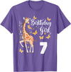Giraffe Birthday Party by LazyPanda Giraffe 7th Birthday Girl 7 Years Old Giraffe Lover T-Shirt - Purple Heather