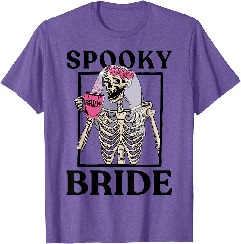 Halloween Spooky Bride Bridesmaid Skeleton Bachelorette T-Shirt - Purple Heather