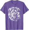 Älion. lion. Kids Unisex Black Lion Graphic Modern V-Neck T-Shirt - Purple Heather
