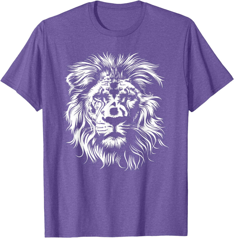 Älion. lion. Kids Unisex Black Lion Graphic Modern V-Neck T-Shirt - Purple Heather