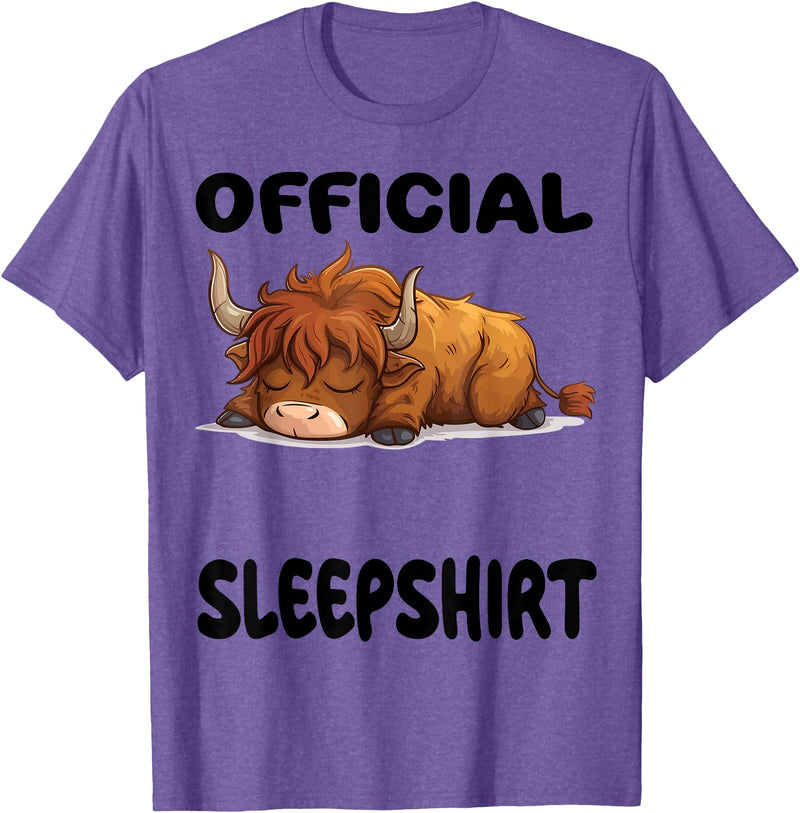 Official Sleep Pajamas Nightgown Sleepwear Co. Scottish Highland Cow Official Sleepshirt Pajamas Nightgown T-Shirt - Purple