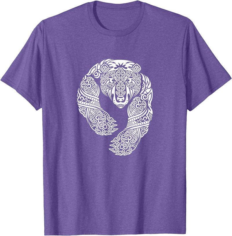 CELTIC KNOTWORK TRIBAL TATTOO BEAR TEES CELTIC KNOTWORK TRIBAL TATTOO BEAR T-SHIRT T-Shirt - Purple Heather