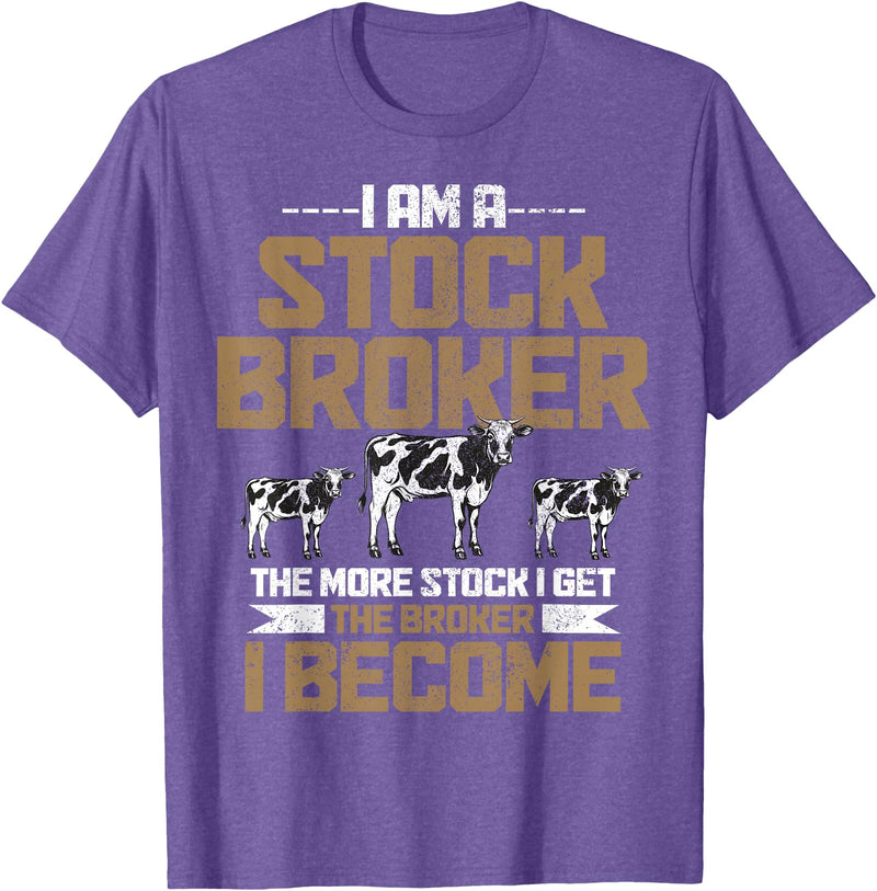 Funny Farmer Apparel Funny Farmer Rancher Stock Broker Cattle Farming Cow Farm T-Shirt - Purple Heather