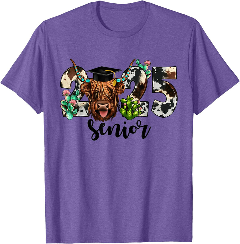 Cow 2025 Senior Class Of 2025 Graduation 2025 T-Shirt - Purple Heather