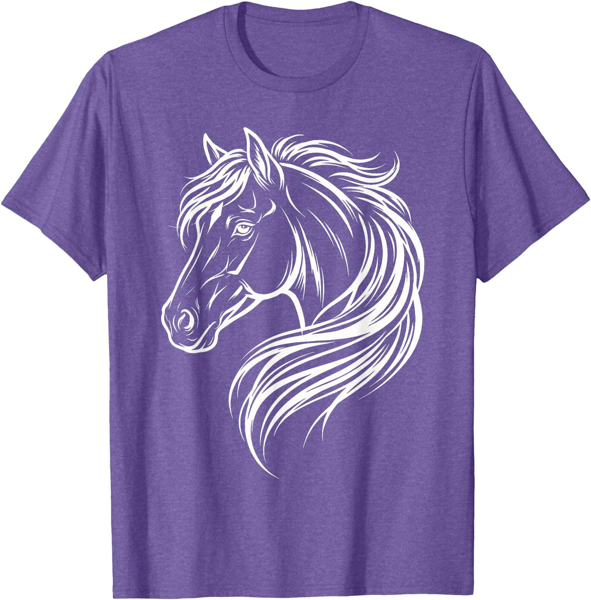 Horse Silhouette Farm Animal Graphic Horses Cute Horse Silhouette Art Equestrian Farm Animal Horse Lover T-Shirt - Purple Heather