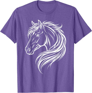 Horse Silhouette Farm Animal Graphic Horses Cute Horse Silhouette Art Equestrian Farm Animal Horse Lover T-Shirt - Purple Heather