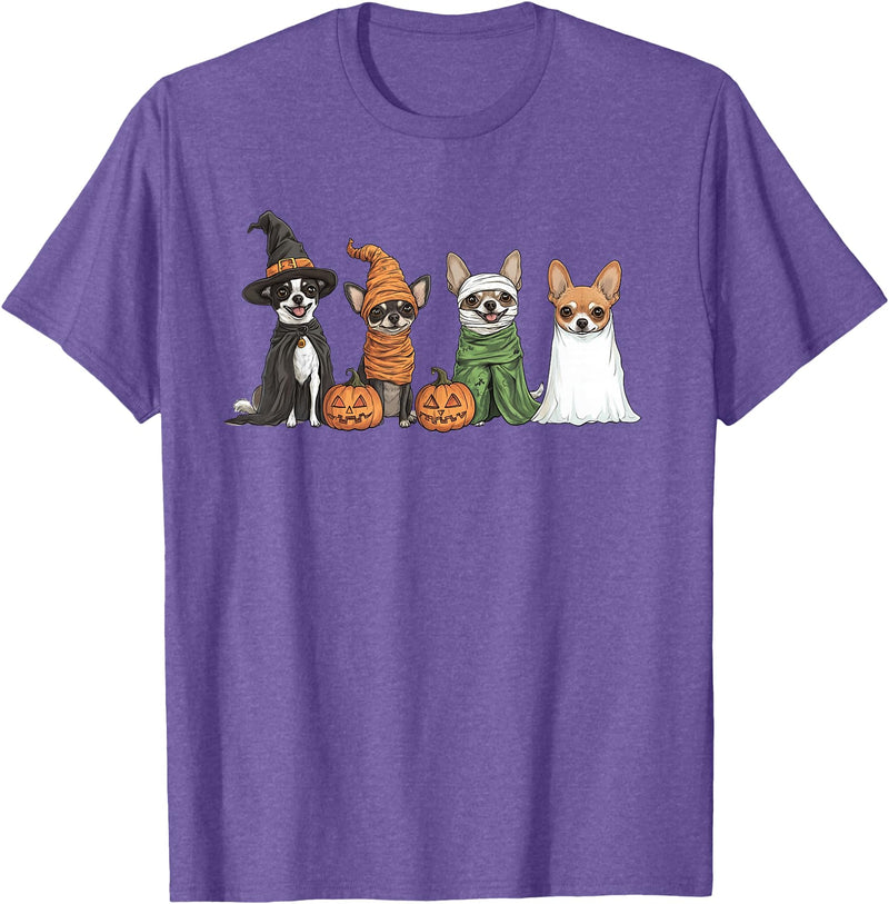 Cute Fall Chihuahua Dog Owner Halloween T-Shirt - Purple Heather