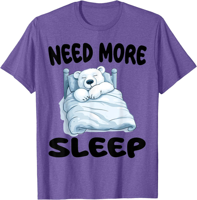 Polar Bear Pajamas & Nightgown .Co Cute Polar Bear Need More Sleep Pajamas Nightgown T-Shirt - Purple Heather