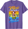 Aloha Animal Hawaii Flower Chain Hula Dance Art Hawaii Animal Haku Lei Grass Skirt Hula Dance Aloha Cow T-Shirt - Purple