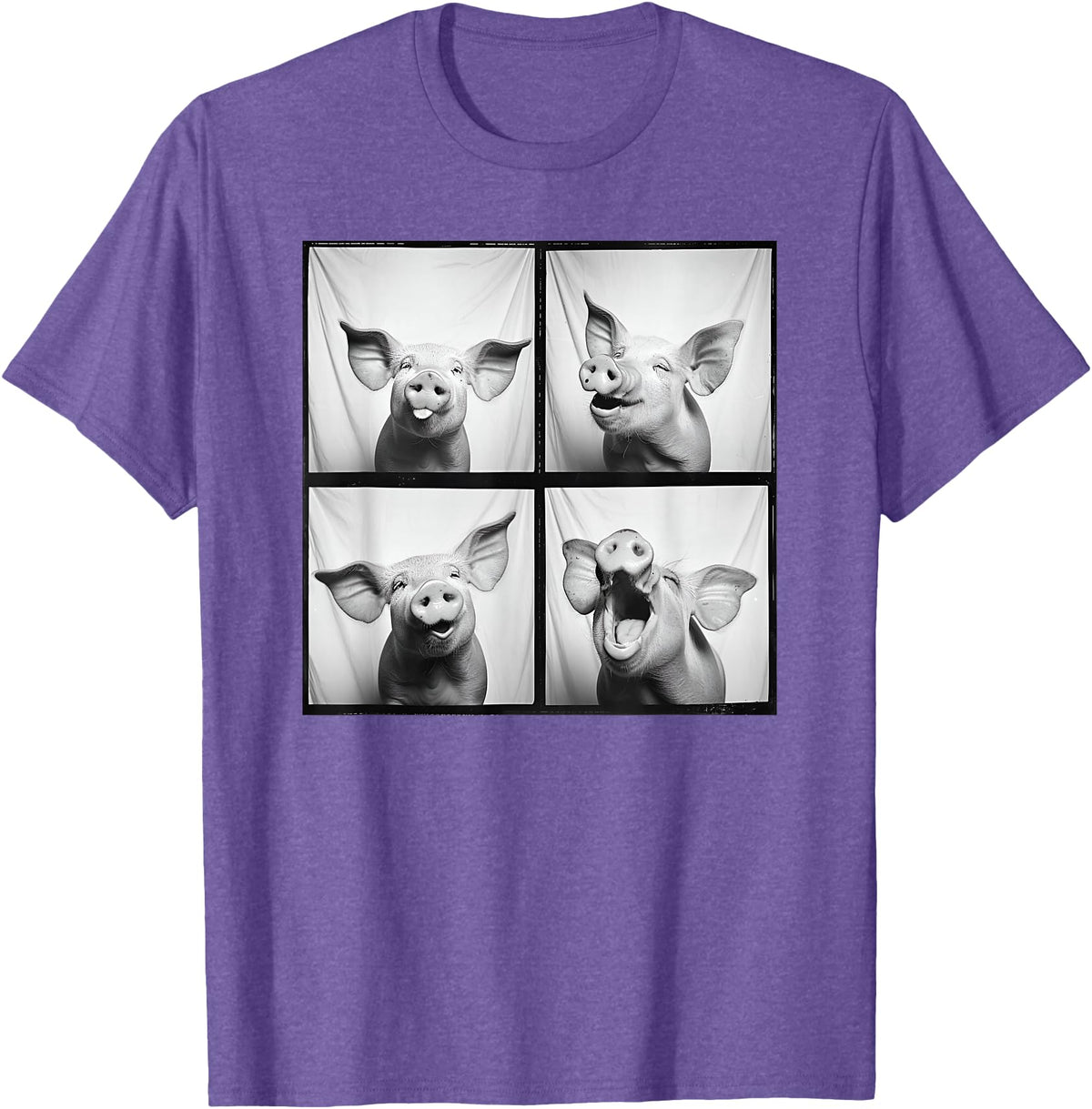 Piglet Farm Nature Photography Men Women Kids Happy Pig Face Portrait Hog Farmer Funny Farm Animal T-Shirt - Purple Heather