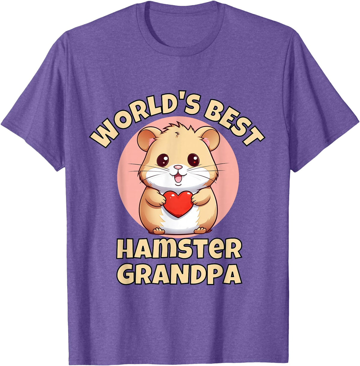 Cute World's Best Hamster Grandpa Grandfather T-Shirt - Purple Heather