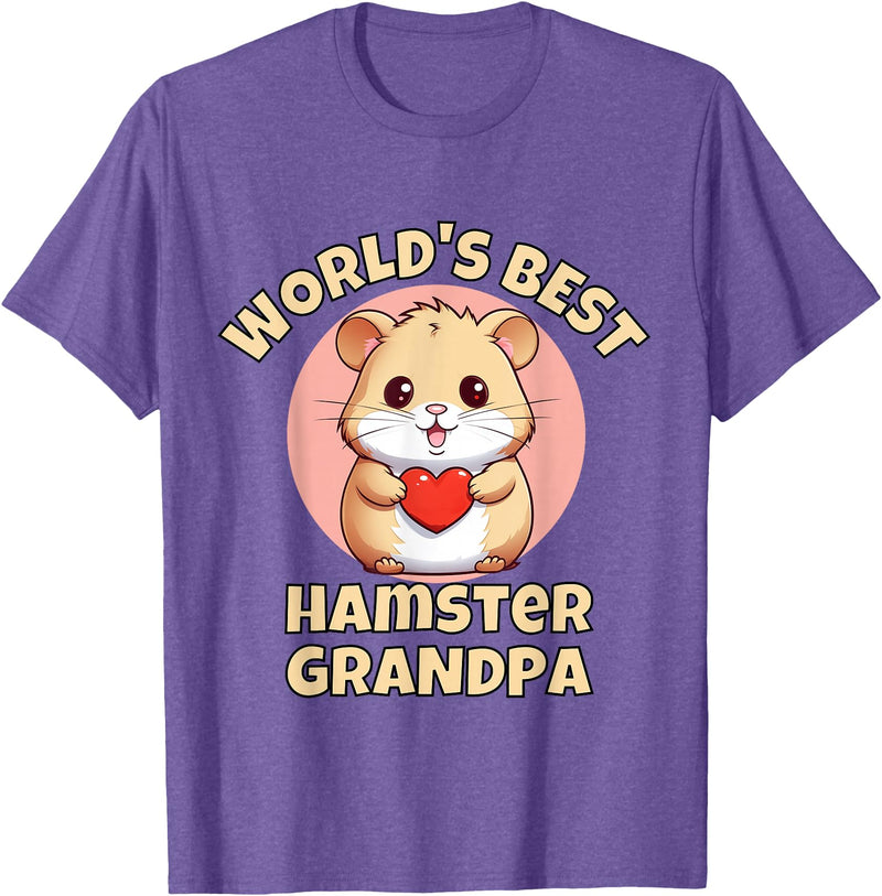 Cute World's Best Hamster Grandpa Grandfather T-Shirt - Purple Heather