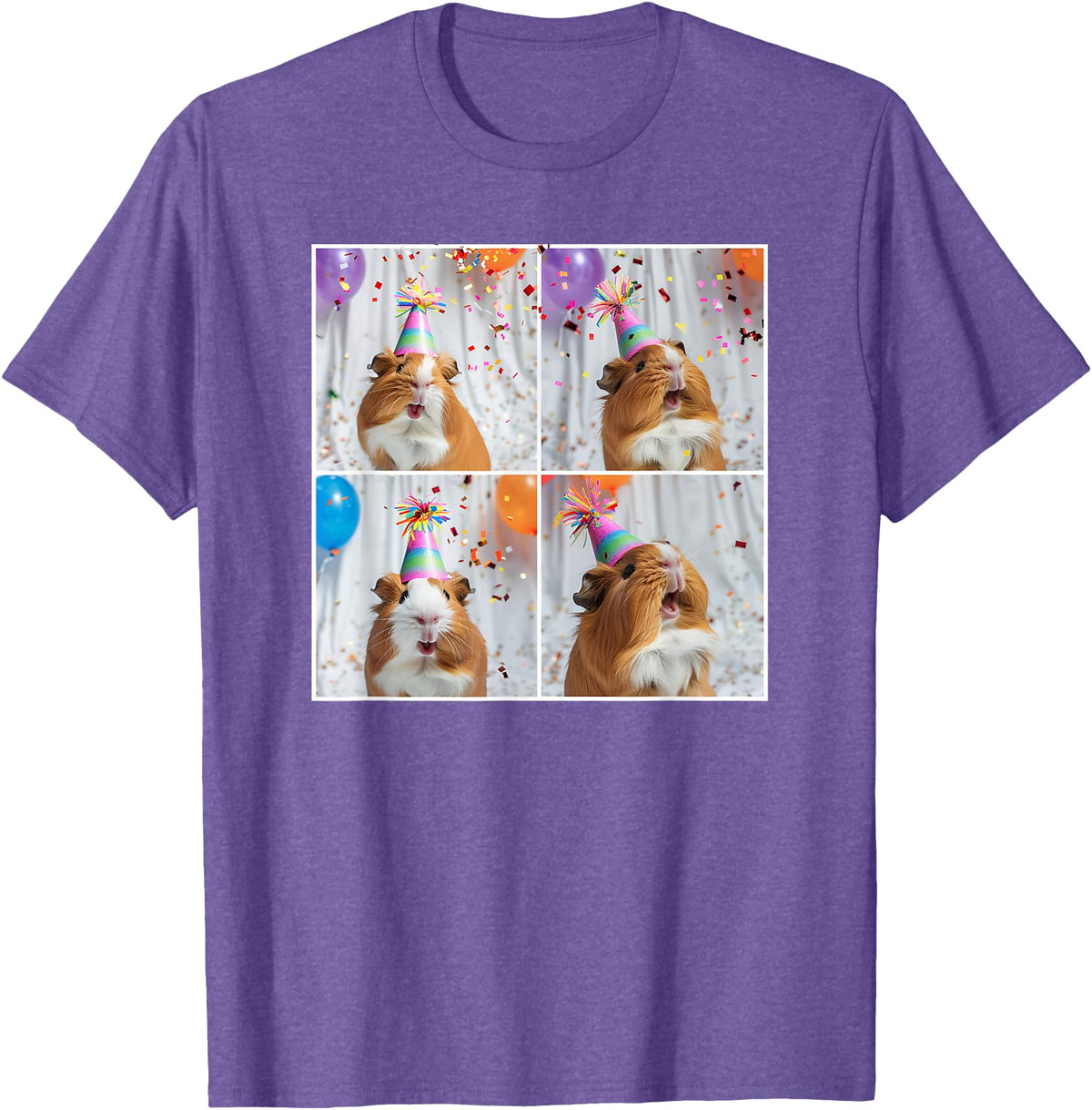 Animal Photobooth Love Guinea Pigs Men Women Kids Funny Guinea Pig Face Pet Cavy Mom Guinea Pig Birthday T-Shirt - Purple Heather
