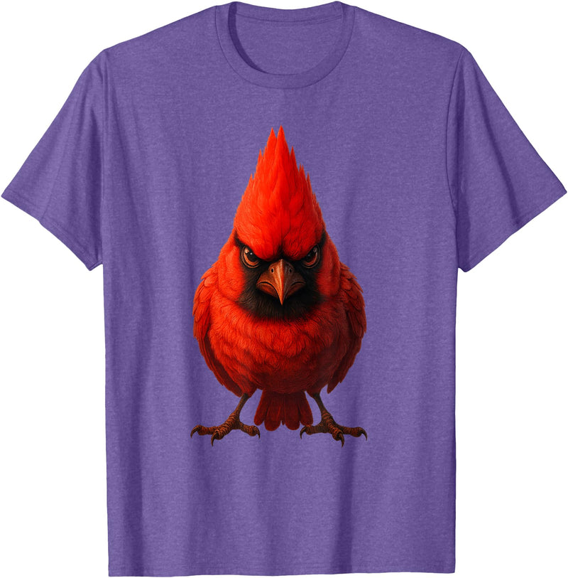 I just really like animals Angry Cardinal Artwork Red Bird Nature Wildlife Graphic T-Shirt - Purple Heather