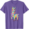 Rainbow Llama Love Pastel Hearts Kawaii Colorful Rainbow Heart Llama Kawaii Cute T-Shirt - Purple Heather