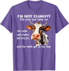 Funny Cow I'm Not Clumsy The Floor Tee Shirt Cow I'm Not Clumsy The Floor Just Hates Me The Table T-Shirt - Purple Heather