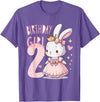 Rabbit Princess Children's Birthday 2 Years Girl Pink T-Shirt in Purple Heather