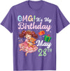 H1Shop Happy Birthday Born On May 28 OMG It's My Birthday Born On May 28th Girl with Present Bear T-Shirt - Purple Heather