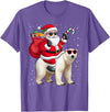 Santa Claus Riding A Polar Bear Xmas Funny Santa Claus Riding A Polar Bear Christmas Boy Girl Kids T-Shirt - Purple Heather